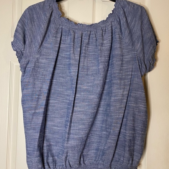 Blue Peasant Top Size 3X Plus Size - Picture 3 of 6